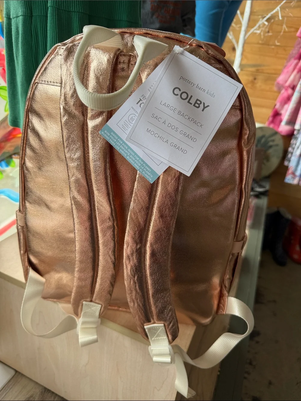 Colby Rose Gold Metallic Sherpa Backpack